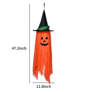CROOT Halloween Decorations,2 Pack Orange Pumpkins Wizard Hat Outdoor Halloween Decorations, Halloween Orange Ornaments Party Decor for Fall Home Garden Tree Porch Lawn Window