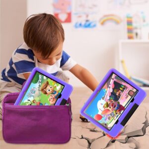 OUZRS Kids Tablet Android 12 Kid Tablet 128GB ROM 1TB Extensions 6GB RAM 6850mAh,5G Dual WiFi GSM Certification with Protective Case for 10 Inch Tablet Child's Learning and Entertainment(Purple)