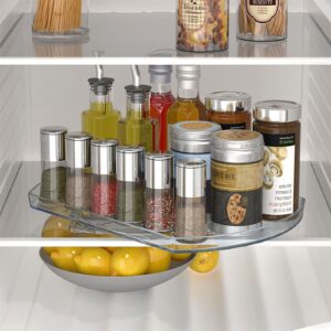 Lazy Susan Organizer Mezdbrud Lazy Susan for Refrigerator Rectangle Lazy Susan Turntable for Cabinet Countertop Dining Table Long 16.53 Large Capacity Clear Fridge Organizer Storage (Clear- 1 Tier)