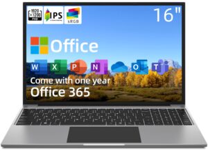 jumper laptop 16 inch fhd ips display (16:10), 4gb ddr4 128gb storage, intel celeron quad core cpu, laptops computer with office 365 1-year subscription included, 4 stereo speakers, usb3.0.