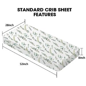 Little Grape Land Crib Sheets for Boys and Girls, 2pk Baby Crib Fitted Sheet for Standard Size Crib and Toddler Mattress, Super Soft Baby Sheet (Leaves & Green)