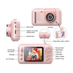 Kids Camera, HD Digital Camera with Flip up Lens for Selfie Video, Ideal for 3-8 Years Old Girls Boys on Birthday Christmas Party as Gift