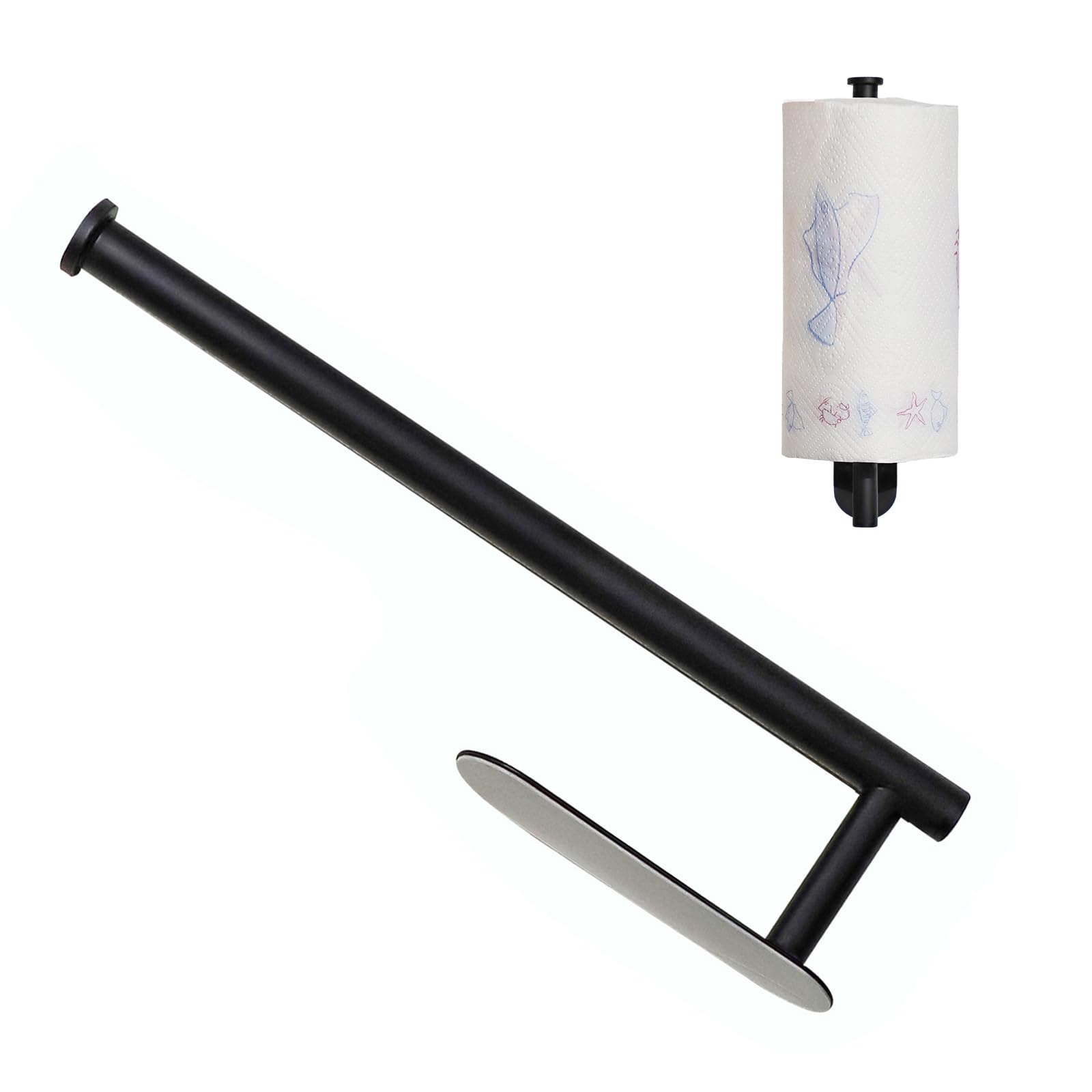 Stratalife Paper Towel Stand Paper Towel Holder with Spray Bottle Countertop Roll Holder Paper Towels Holder Kitchen with Non Slip Weighted Base Black Paper Towel Holder Apartment Essentials