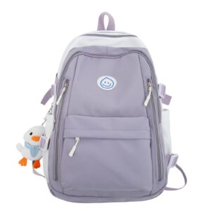 srdmuph kawaii backpack with cute accessories pendant travel casual daypack outdoor laptop bag waterproof women men (purple)