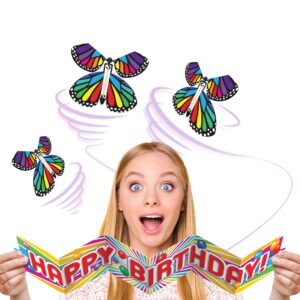 best party ever! butterfly surprise cake topper flying butterfly card, wind up butterfly birthday card, magic flying butterfly, birthday surprise cake flying butterflies, 1 count
