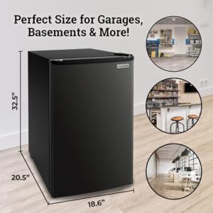 Igloo 3.2 Cu.Ft. Single Door Compact Refrigerator with Freezer - Slide Out Glass Shelf, Perfect for Homes, Offices, Dorms - Black
