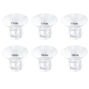 6pcs flange insert 17/19mm compatible with medela/spectra/elvie/momcozy/tsrete/willow/kissbobo/mommed/bellababy breastpump 24mm breast shields/flanges.reduce 24mm niple tunnel down to 17/19mm,3pc/each
