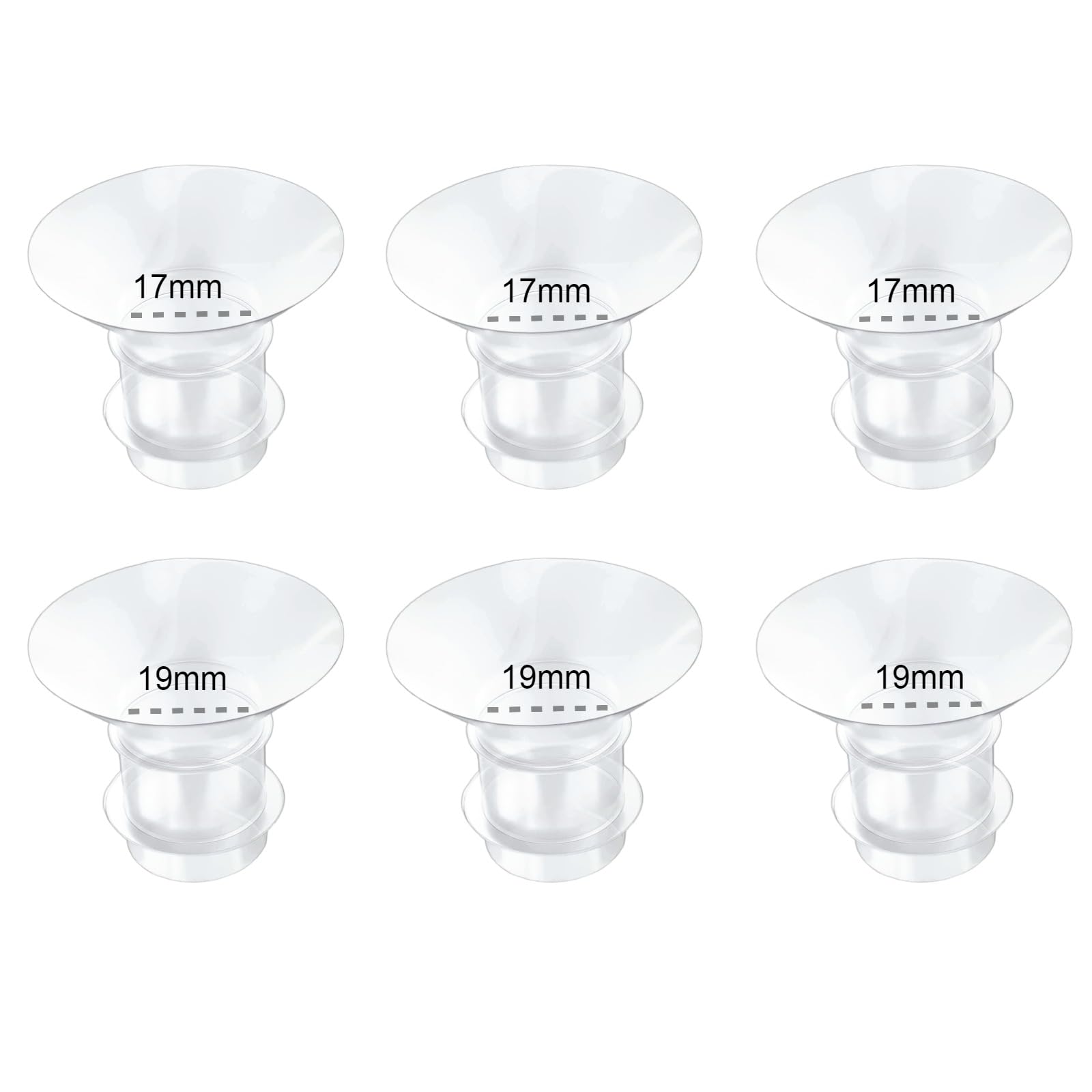 6pcs Flange Insert 17/19mm Compatible with Medela/Spectra/Elvie/Momcozy/TSRETE/Willow/KISSBOBO/MomMed/Bellababy Breastpump 24mm Breast Shields/Flanges.Reduce 24mm Niple Tunnel Down to 17/19mm,3pc/Each