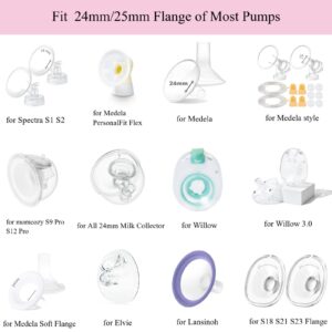 6pcs Flange Insert 17/19mm Compatible with Medela/Spectra/Elvie/Momcozy/TSRETE/Willow/KISSBOBO/MomMed/Bellababy Breastpump 24mm Breast Shields/Flanges.Reduce 24mm Niple Tunnel Down to 17/19mm,3pc/Each