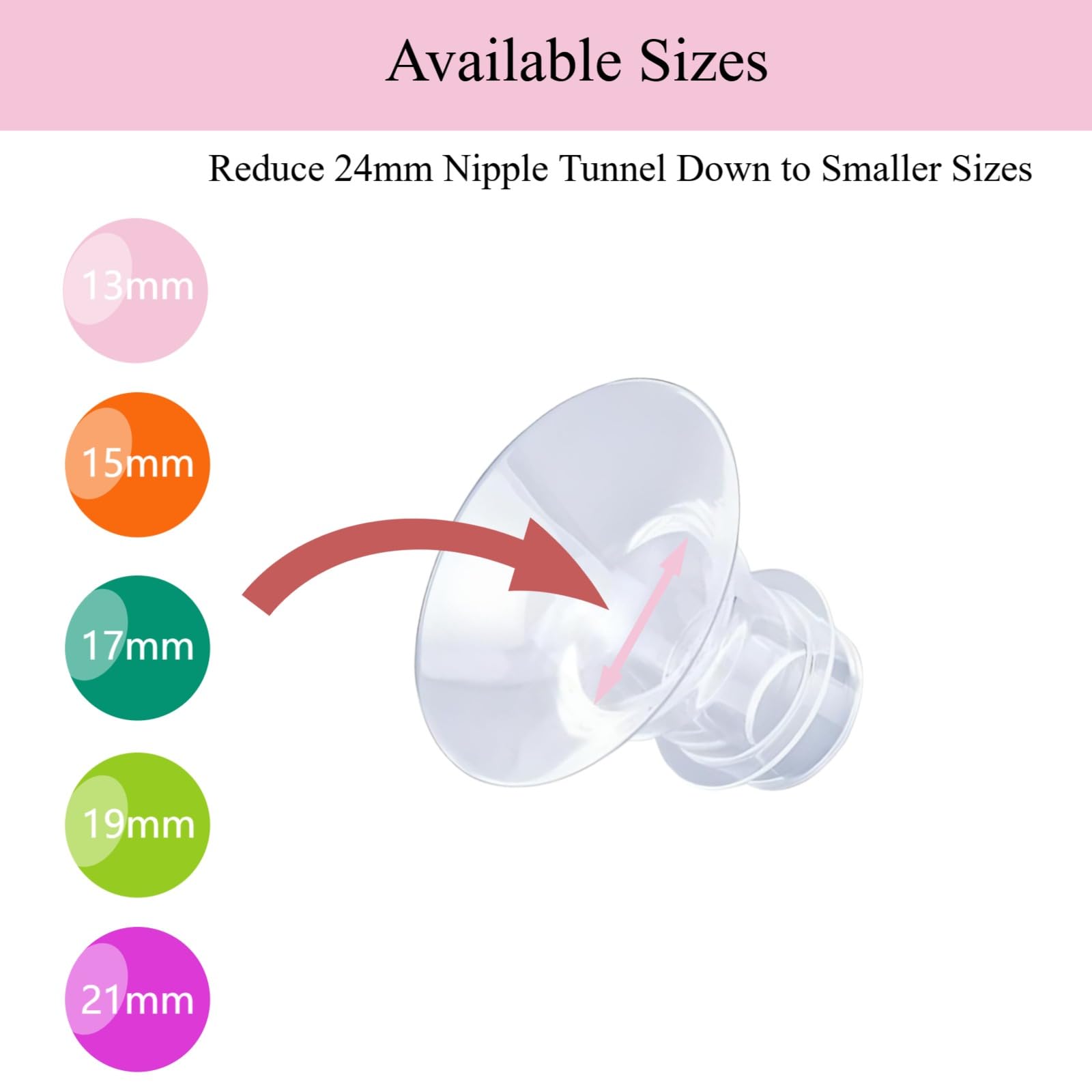 6pcs Flange Insert 17/19mm Compatible with Medela/Spectra/Elvie/Momcozy/TSRETE/Willow/KISSBOBO/MomMed/Bellababy Breastpump 24mm Breast Shields/Flanges.Reduce 24mm Niple Tunnel Down to 17/19mm,3pc/Each