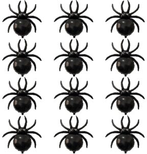 17.2" halloween black spider balloons - 12pcs mini spiders foil balloon for halloween decoration day of death new year birthday spooky party supplier
