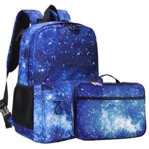 fenrici adaptive backpack and lunch box bundle (blue galaxy)