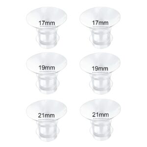 6pc flange inserts 17/19/21mm for momcozy s9 pro hands free breast pump,compatible with s9/s10/s12 wearable breast pump.suitable for medela,spectra shields/flanges,reduce 24mm to correct size,2pc/each