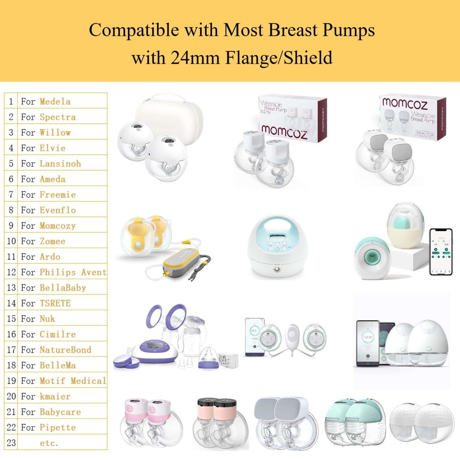 6pc Flange Inserts 17/19/21mm for Momcozy S9 Pro Hands Free Breast Pump,Compatible with S9/S10/S12 Wearable Breast Pump.Suitable for Medela,Spectra Shields/Flanges,Reduce 24mm to Correct Size,2pc/Each