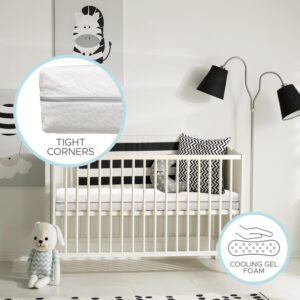 Organic Cotton 2-Sided Crib Mattress | Waterproof Washable Protector w/Ventilated Foam Lining| Light 2-in-1 Baby Mattress w/Firm Support for Infant & Soft CertiPUR Foam for Toddler | 52 x 27 x 4”