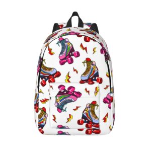 nokoer color roller skates print printed canvas backpack,casual daypacks,laptop backpack,lightweight travel daypack