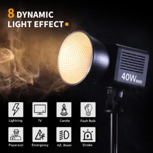 Ulanzi LT028 40W LED Video Light, Portable Continuous Output Lighting, 2500K-6000K Bi-Color Temperature COB Light w 3400mAh Built-in Battery for YouTube Video Recording Photography