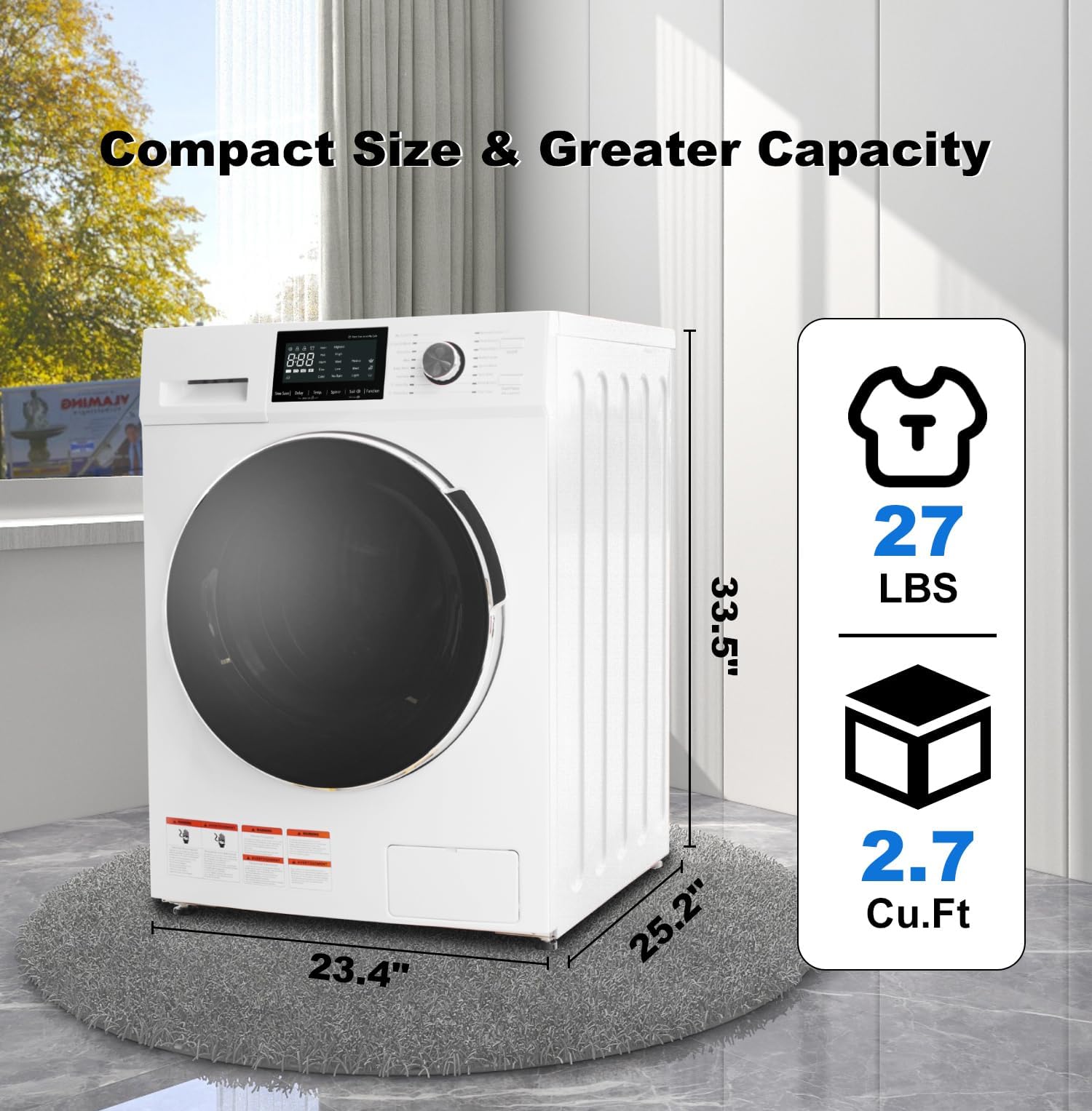 SMETA All-In-One Washer and Dryer Combo 2.7 cu.ft, 24 inch Ventless 2-In-1 Washing Machine And Dryer Compact For Apartment Home Dorm RV, 26.7 LBS Load Small Clothes Washer With 16 Laundry Program