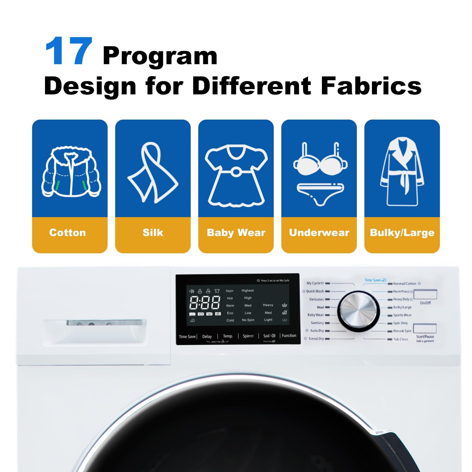 SMETA All-In-One Washer and Dryer Combo 2.7 cu.ft, 24 inch Ventless 2-In-1 Washing Machine And Dryer Compact For Apartment Home Dorm RV, 26.7 LBS Load Small Clothes Washer With 16 Laundry Program