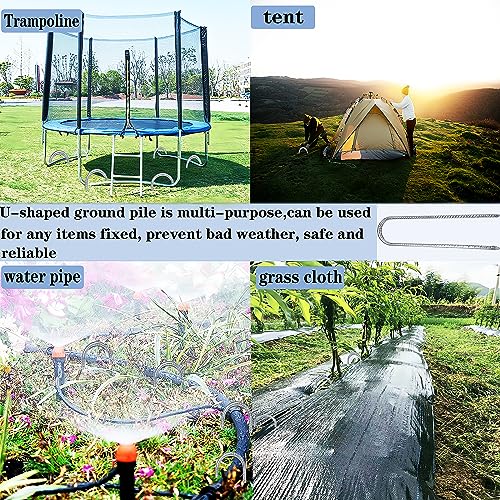 Guyuewey Trampoline Rebar Stakes Heavy Duty,Landscape Staples for Garden,Tent Stakes,Metal Stakes,Ground Anchors for Landscaping Stakes