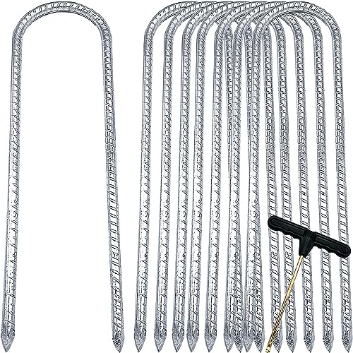 Guyuewey Trampoline Rebar Stakes Heavy Duty,Landscape Staples for Garden,Tent Stakes,Metal Stakes,Ground Anchors for Landscaping Stakes