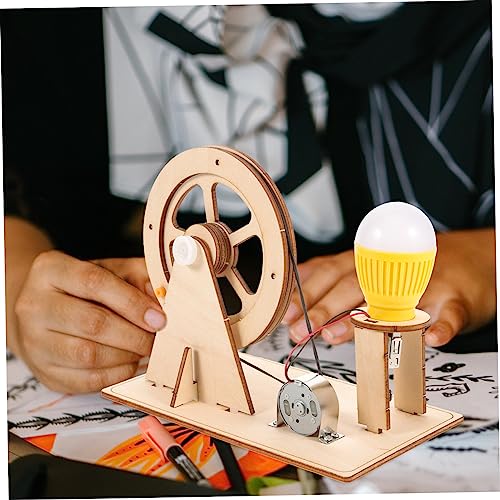 SOLUSTRE 1 Set Hand Generator Hand Crank Electricity Generator Science Projects Wooden Building Kits Generator Science kit DIY Model Generator Portable Generator Dynamo Suite Power kit