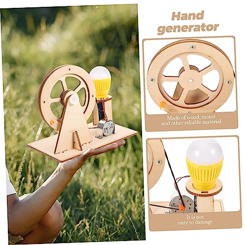 SOLUSTRE 1 Set Hand Generator Hand Crank Electricity Generator Science Projects Wooden Building Kits Generator Science kit DIY Model Generator Portable Generator Dynamo Suite Power kit