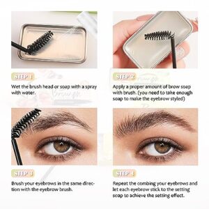 Brow Soap Eyebrow Soap for Eyebrow-2PCS Brow Styling Soap Kit 4D Brow Freeze, Long Lasting Waterproof No Flaking Clear Brow Gel, Eyebrow Wax with Brow Brushes & Spray Bottle for Natural Eyebrows-02#