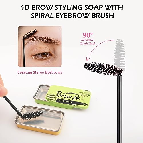 Brow Soap Eyebrow Soap for Eyebrow-2PCS Brow Styling Soap Kit 4D Brow Freeze, Long Lasting Waterproof No Flaking Clear Brow Gel, Eyebrow Wax with Brow Brushes & Spray Bottle for Natural Eyebrows-02#