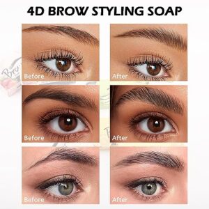 Brow Soap Eyebrow Soap for Eyebrow-2PCS Brow Styling Soap Kit 4D Brow Freeze, Long Lasting Waterproof No Flaking Clear Brow Gel, Eyebrow Wax with Brow Brushes & Spray Bottle for Natural Eyebrows-02#