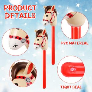 Chivao 30 Pack Inflatable Stick Horse Toy Horse on a Stick Horse Stick Toy Horse Head Stick Balloon Bulk for Cowgirl Cowboy Western Themed Birthday Party Baby Shower Decorations, 37 Inch (Red)