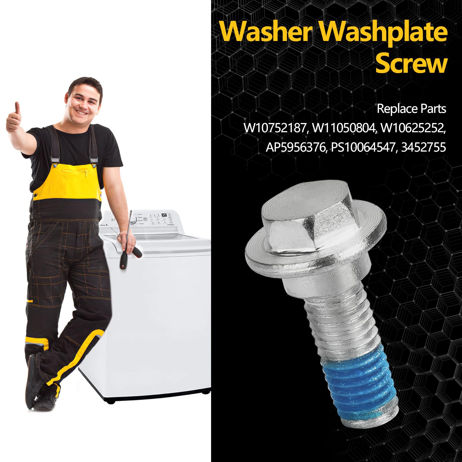 W10752187 W11050804 Washer Washplate Screw Compatible with Whirlpool Washing Machine Washplate Agitator Bolt - 2 Pack