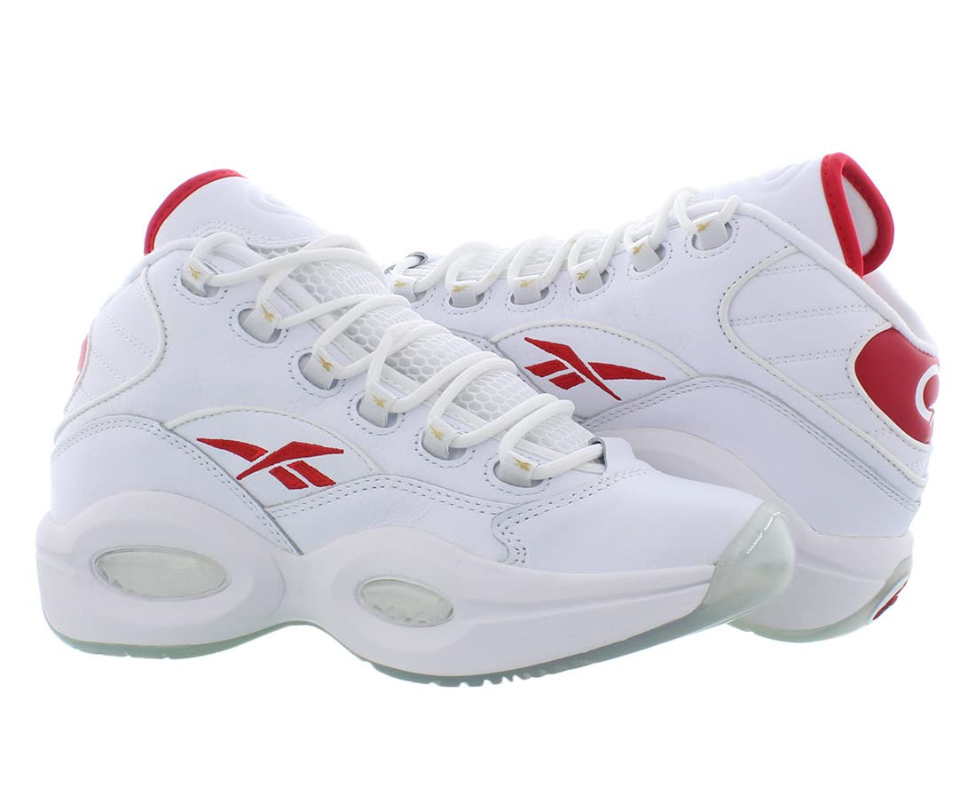 Reebok Question Mid Unisex Shoes Size 9, Color: Footwear White/Vector Red