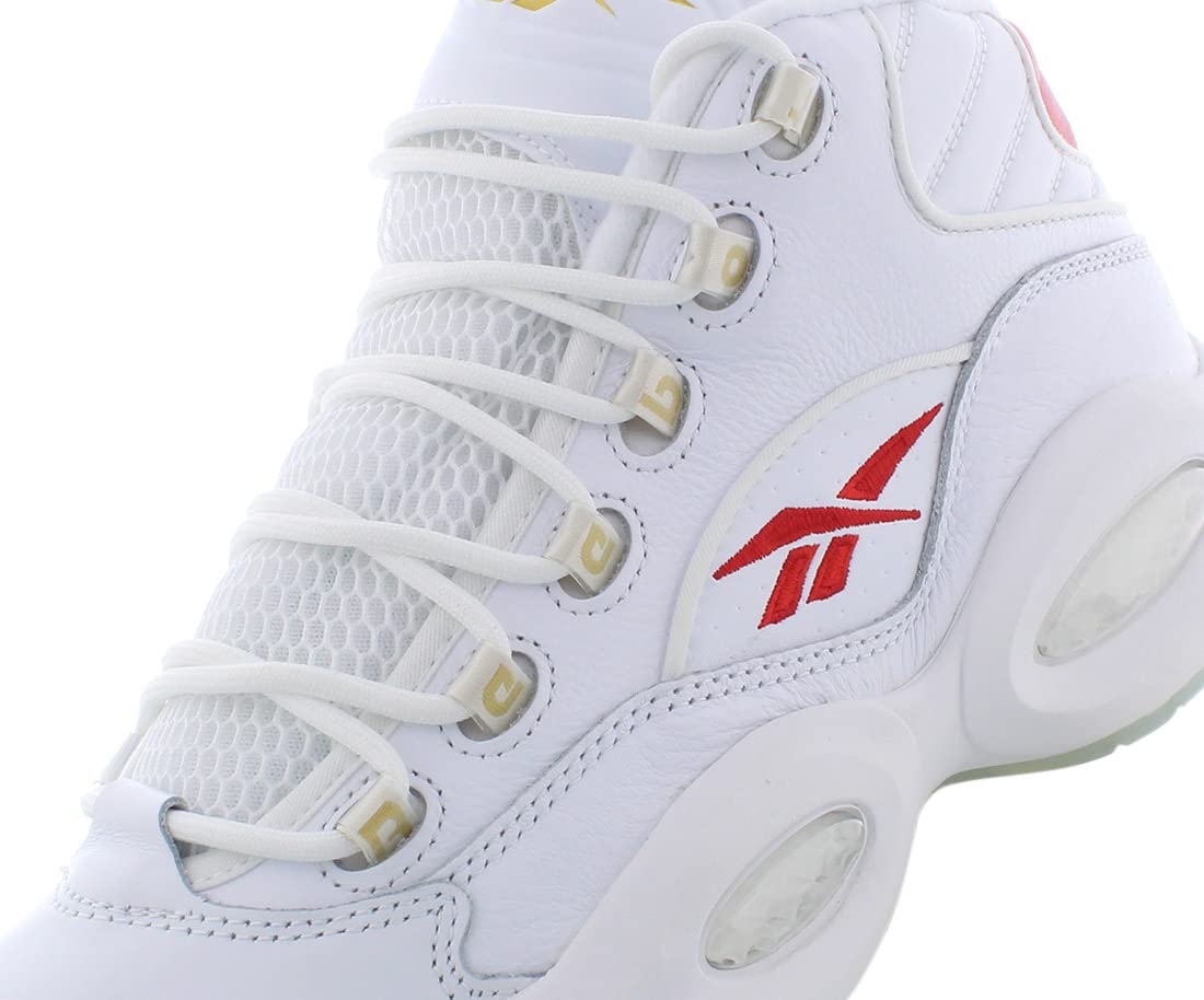 Reebok Question Mid Unisex Shoes Size 9, Color: Footwear White/Vector Red