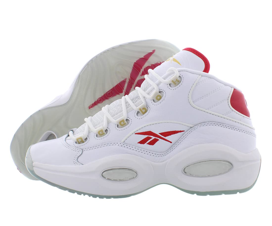 Reebok Question Mid Unisex Shoes Size 9, Color: Footwear White/Vector Red