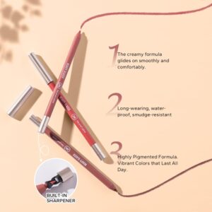 MYUANGO Lip Liner Pencil -Vegan and Creamy Formula, 24-Hour Long-Wear, Waterproof & Smudge-Resistant (B107)