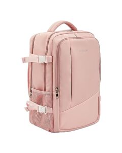 luckglow travel backpack for women, pink, carry on backpack, laptop backpack 15.6 inch, travel essentials, casual daypack backpack