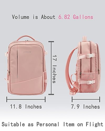 LUCKGLOW Travel Backpack for Women, Pink, Carry on Backpack, Laptop Backpack 15.6 Inch, Travel Essentials, Casual Daypack Backpack