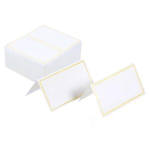 Place Cards Pack of 120 - Small Tent Cards with Gold Foil Border - Perfect for Weddings, Banquets, Events,Table Cards,Name Cards