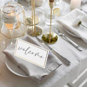 Place Cards Pack of 120 - Small Tent Cards with Gold Foil Border - Perfect for Weddings, Banquets, Events,Table Cards,Name Cards