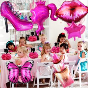 Pink Girl Balloons, Girls Birthday Balloons, Princess Birthday Party Supplies, High Heels Hot Pink Balloons Set for Girls Birthday Party, Makeup Party Decorations, Spa Party Supplies