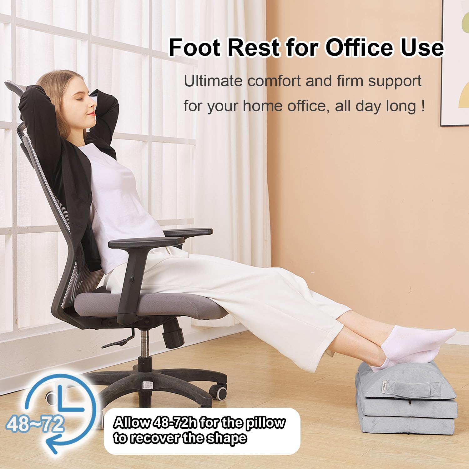 TokSay Foot Rest for Under Desk with 3 Adjust Heights - Memory Foam Foot Stool - Back, Lumbar, and Knee Pain Relief - Perfect for Office, Home, Working and Gaming Use (Gray)