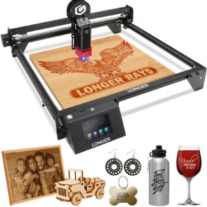 longer ray5 laser engraver, laser engraving machine with 3.5 inch touchscreen, app control, 40w diy laser engraver and cutter for wood and metal, glass, leather, etc, working area 15.7x15.7 inch