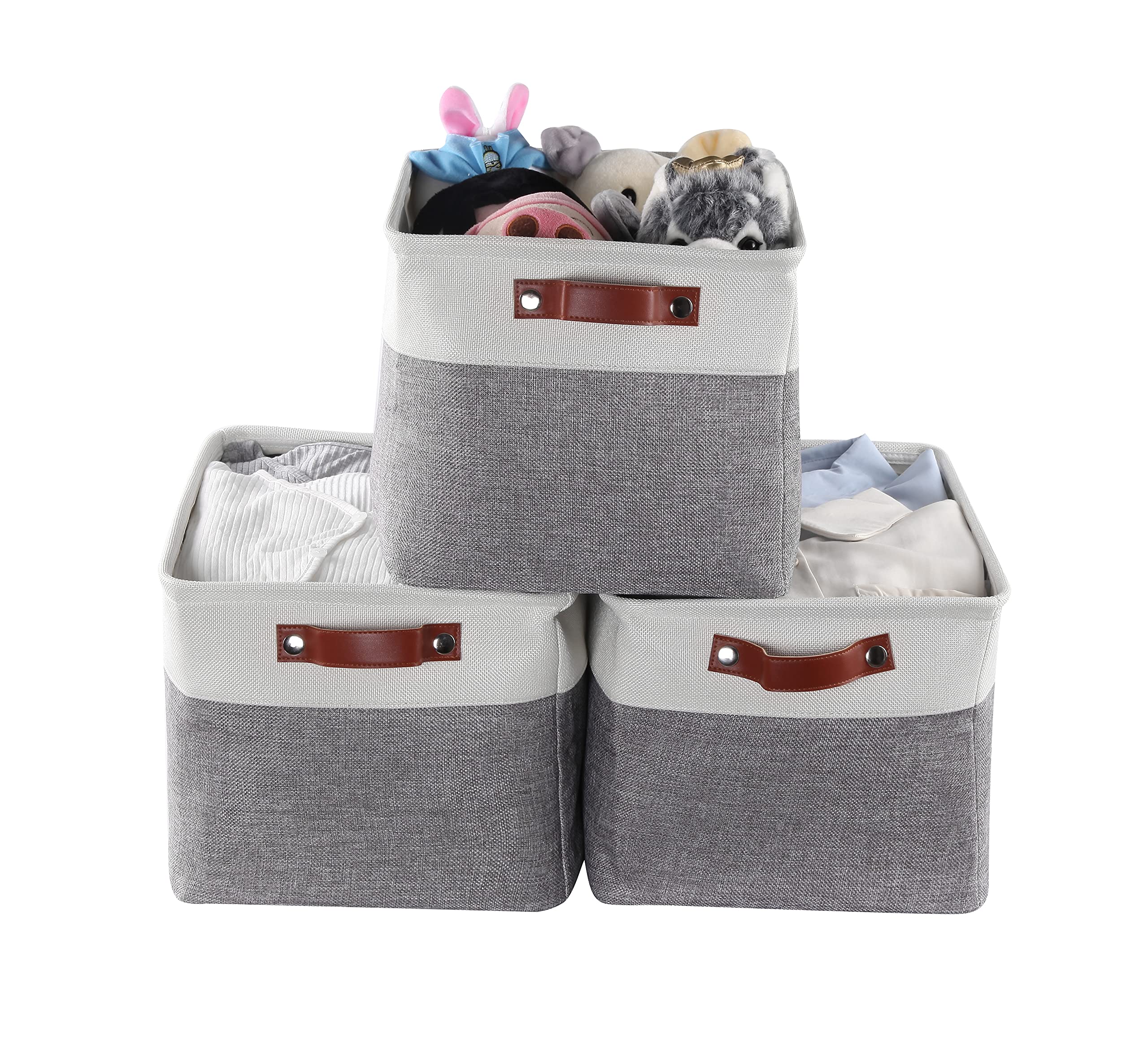 Storage Baskets for Shelves Closet Bins - Large Fabric Rectangle Storage Bin Basket for Organizing Decorative Linen Closet Organization Foldable Clothes Organizer Shelf Cube Totes Containers Boxes