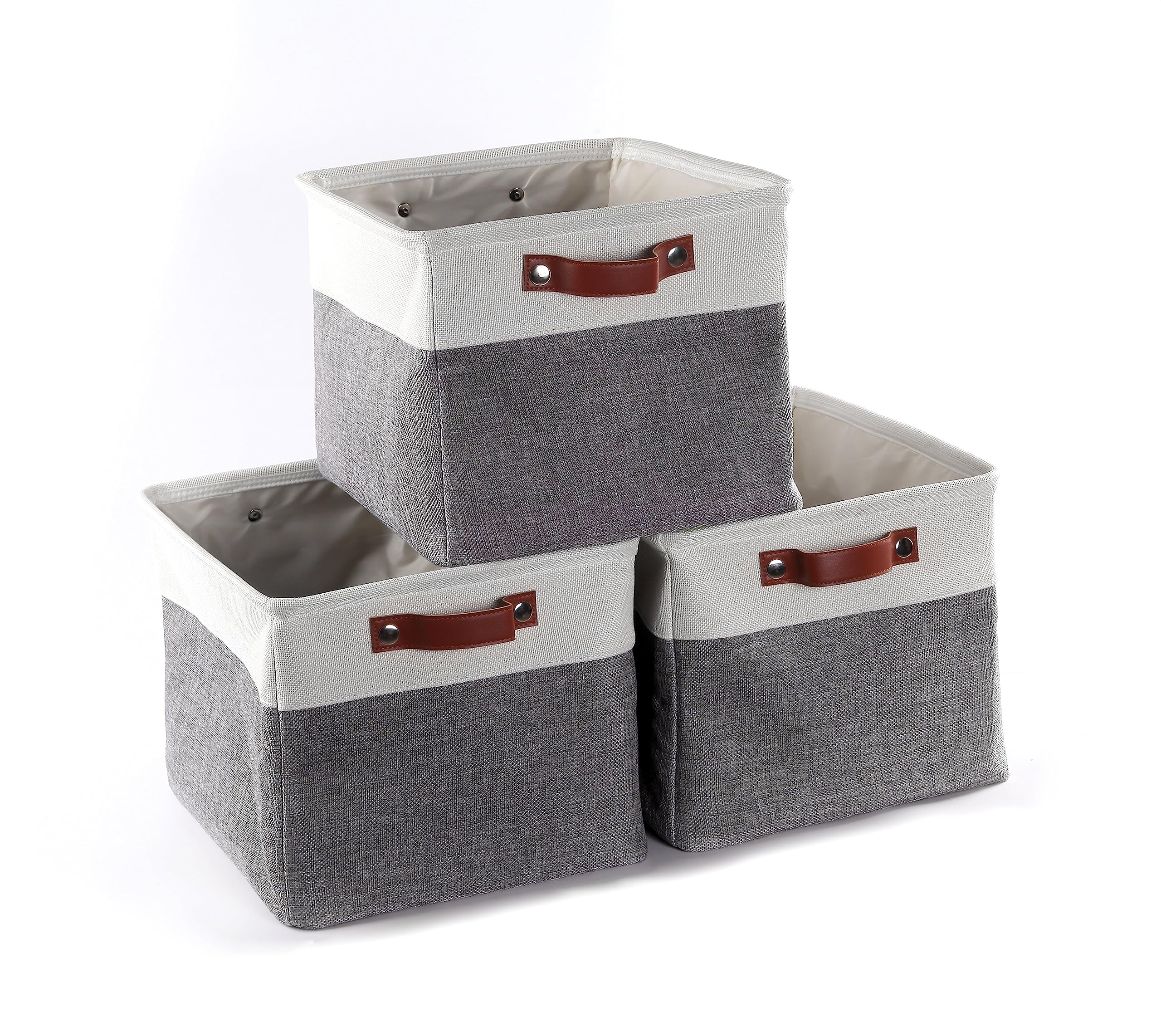 Storage Baskets for Shelves Closet Bins - Large Fabric Rectangle Storage Bin Basket for Organizing Decorative Linen Closet Organization Foldable Clothes Organizer Shelf Cube Totes Containers Boxes