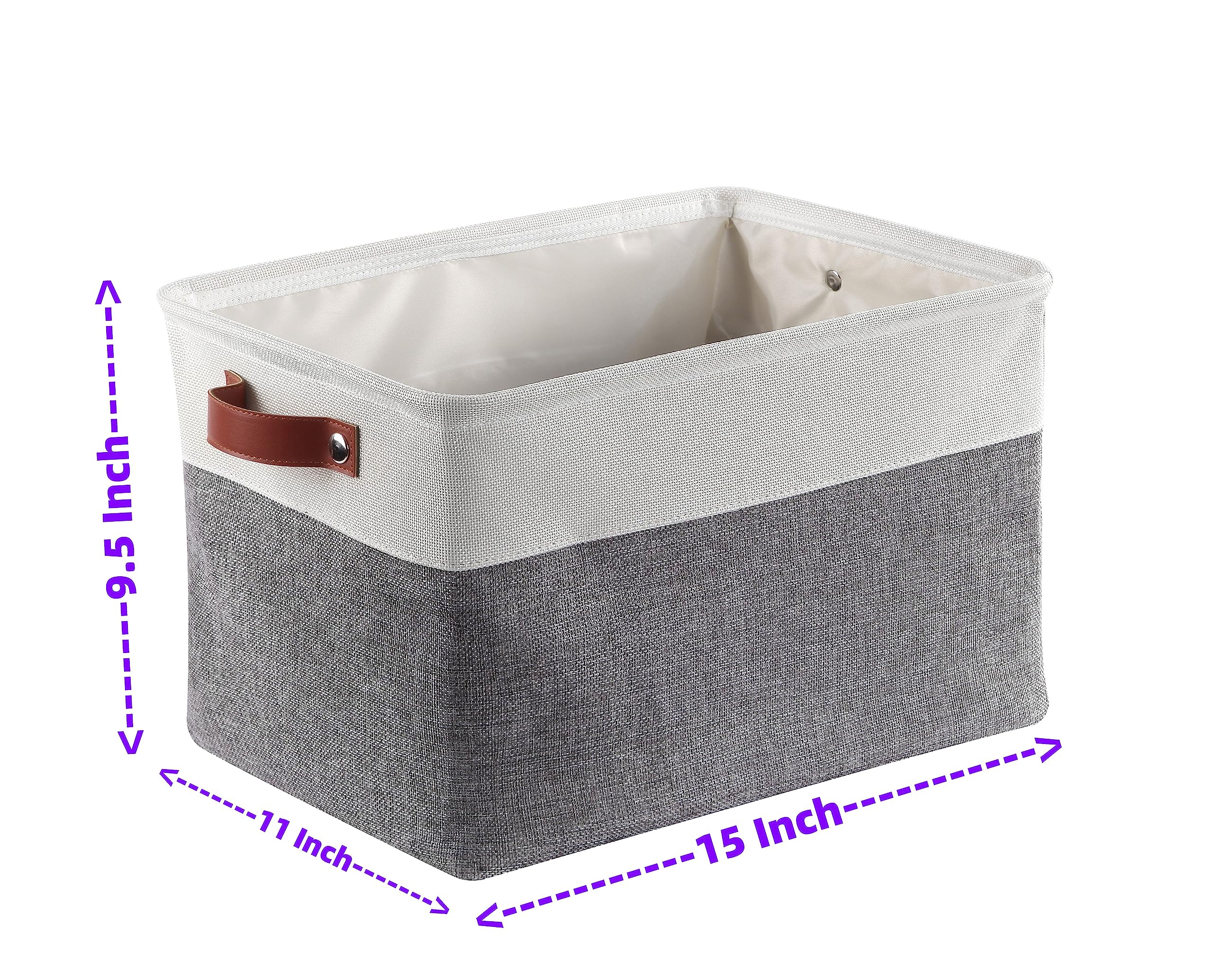 Storage Baskets for Shelves Closet Bins - Large Fabric Rectangle Storage Bin Basket for Organizing Decorative Linen Closet Organization Foldable Clothes Organizer Shelf Cube Totes Containers Boxes