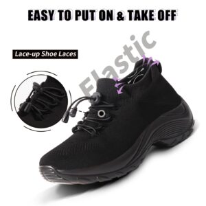 STUNAHOME Orthopedic Sneakers Breathable Women Walking Shoes Slip on Trainers Women's Comfortable Casual Ladies Athletic Shoe Thick Bottom Black