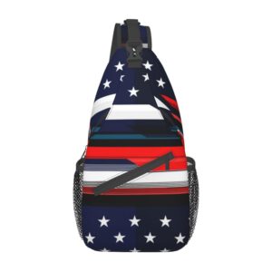 rimench anti-theft crossbody sling bag for men women small backpack one shoulder bag chest bag sling backpack (modern usa american flag pattern)