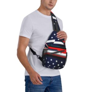 RIMENCH Anti-Theft Crossbody Sling Bag for Men Women Small Backpack One Shoulder Bag Chest Bag Sling Backpack (modern USA American flag pattern)