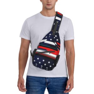 RIMENCH Anti-Theft Crossbody Sling Bag for Men Women Small Backpack One Shoulder Bag Chest Bag Sling Backpack (modern USA American flag pattern)